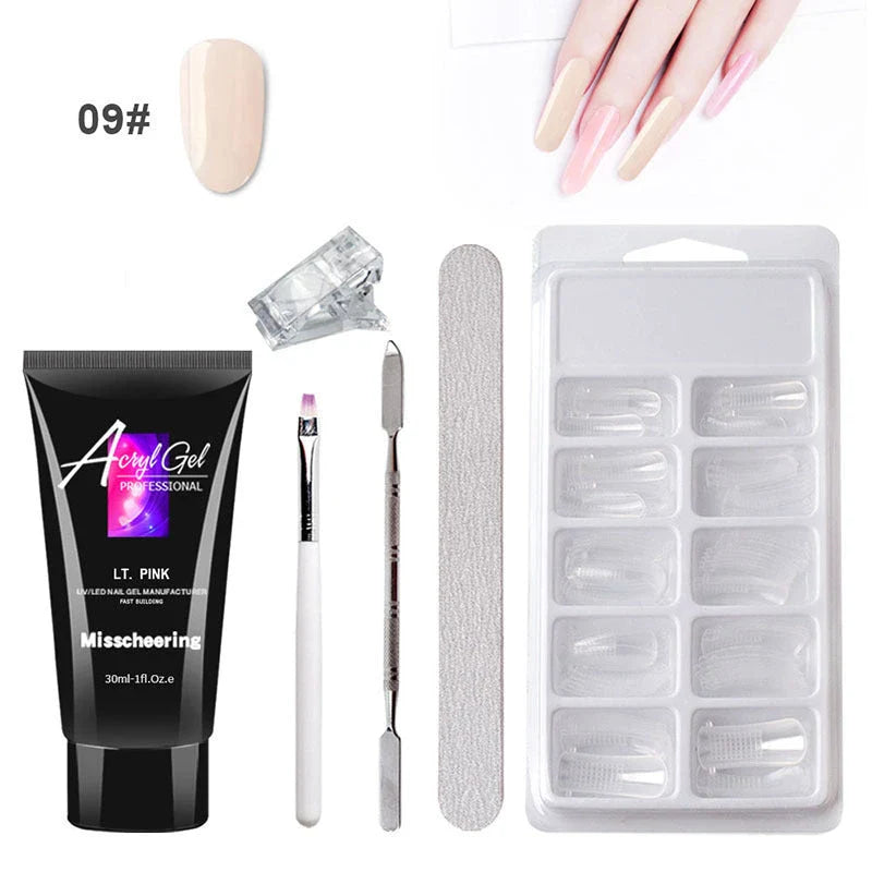 Salon-quality gel nail art kit with dual-light nail lamp, 18-piece tool set, and eco-friendly, non-toxic formula
