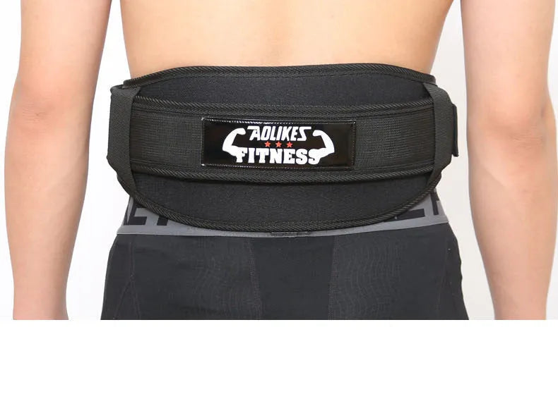 Black nylon fitness weightlifting waistband shown on a mannequin, with Red and Yellow colour options available.