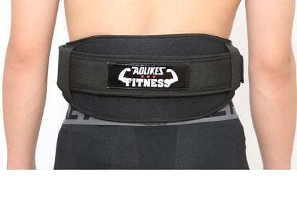 Black nylon fitness weightlifting waistband shown on a mannequin, with Red and Yellow colour options available.