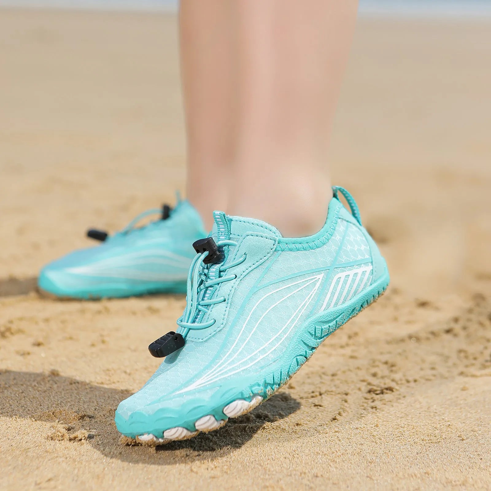 Children's wading swimming shoes with non-slip rubber sole in black, grey, pink, and blue colour options