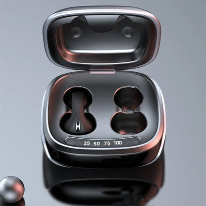 JX80 true wireless bone conduction Bluetooth headset in black colour showing hanging ear design
