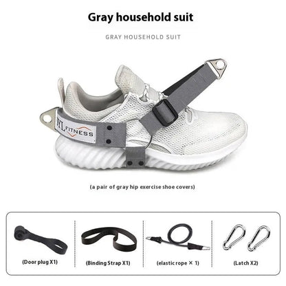 Gantry frame ankle strap with tension buckles for rope access training in black colour