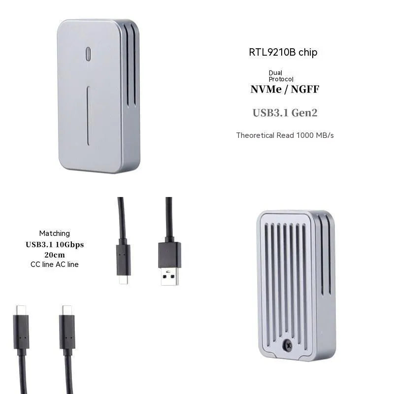 Aluminium M.2 SSD enclosure with USB-C connector for external storage expansion