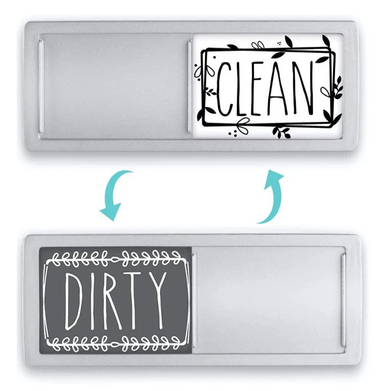 Dishwasher status label with clean and dirty indicators, magnetic and adhesive options