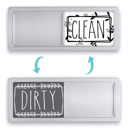 Dishwasher status label with clean and dirty indicators, magnetic and adhesive options