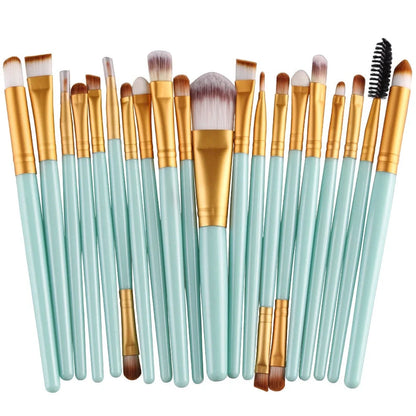 Cosmetic brush kit with 3cm nylon bristles and 14cm plastic handles in multiple colour options