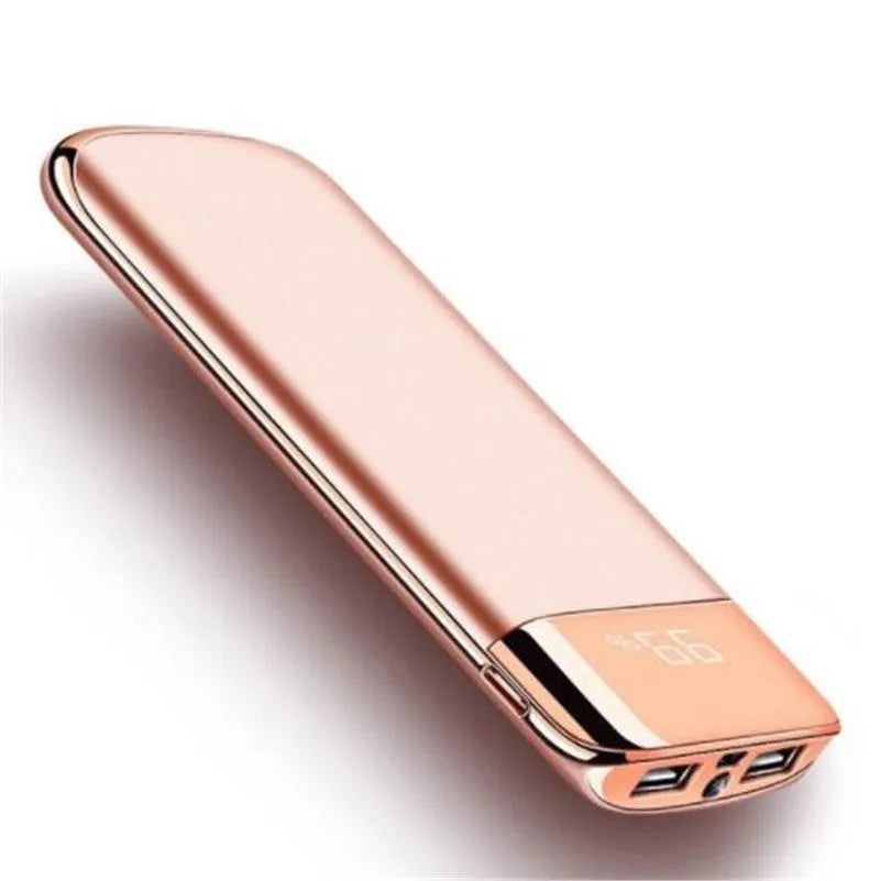 Y10 portable power bank with LCD display showing battery percentage, dual USB ports, and LED light