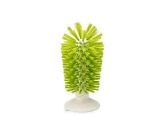 Grey suction cup brush with double-head design for cleaning cups and glasses