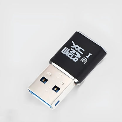Black USB 3.0 Micro SD card reader with ABS plastic shell for memory card data transfer