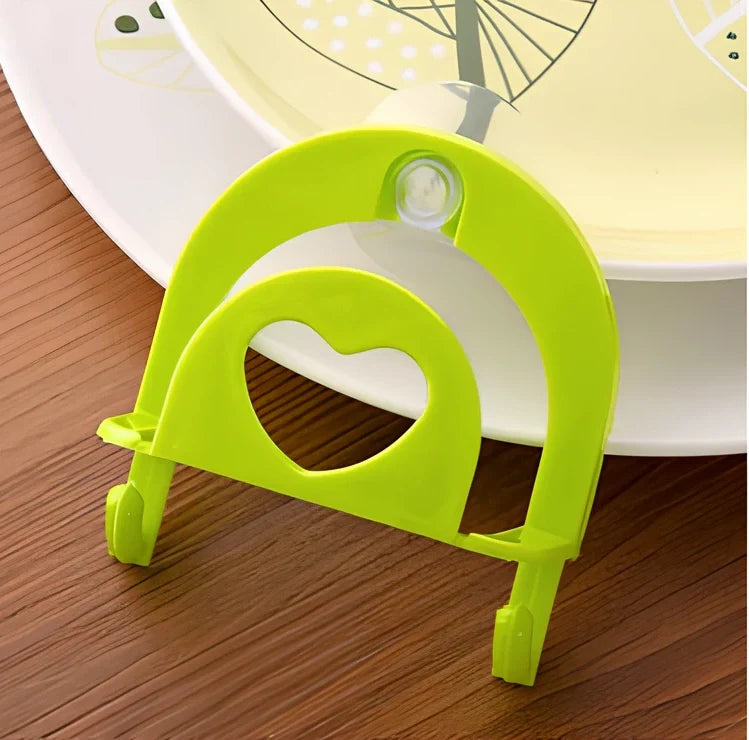 Plastic hook sponge storage rack with suction cups in pink, blue, green, white colours