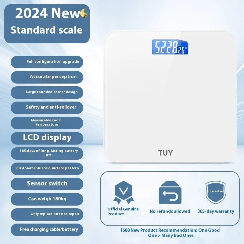 Household human body weighing scale in Cross Ice Crystal White colour with 26x26 cm platform and multiple power options
