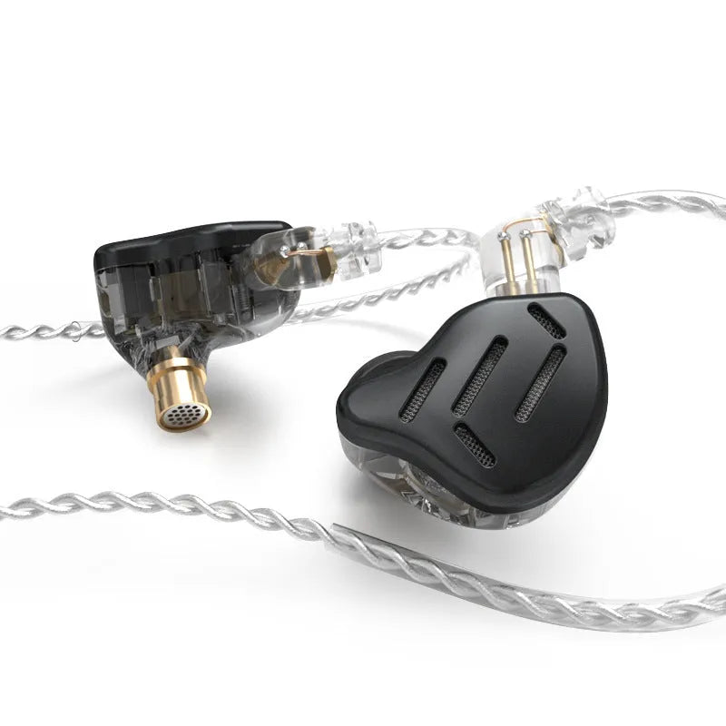 KZ ZAX silver blue in-ear headphones with L-bend 3.5mm plug and tangle-free cable