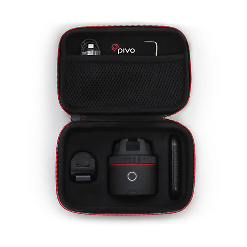 Matte black PIVO facial tracking smartphone mount showing 360-degree rotation for automated video.