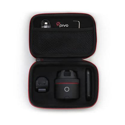 Matte black PIVO facial tracking smartphone mount showing 360-degree rotation for automated video.