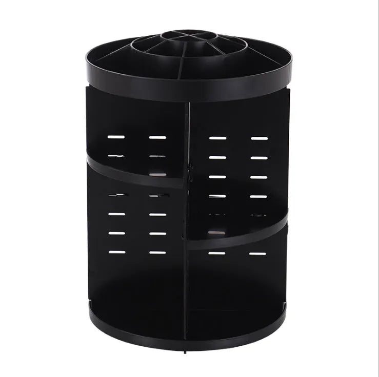 Diamond wave patterned rotating makeup organiser with detachable compartments on a spinning base