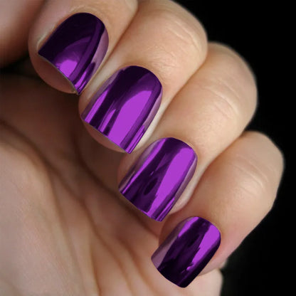 Mirror metal nail stickers in eight electroplated colour codes with a nail file for edge smoothing