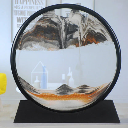 Captivating glass sand art with dynamic quicksand displays featuring vibrant colors and mesmerizing 3D effects