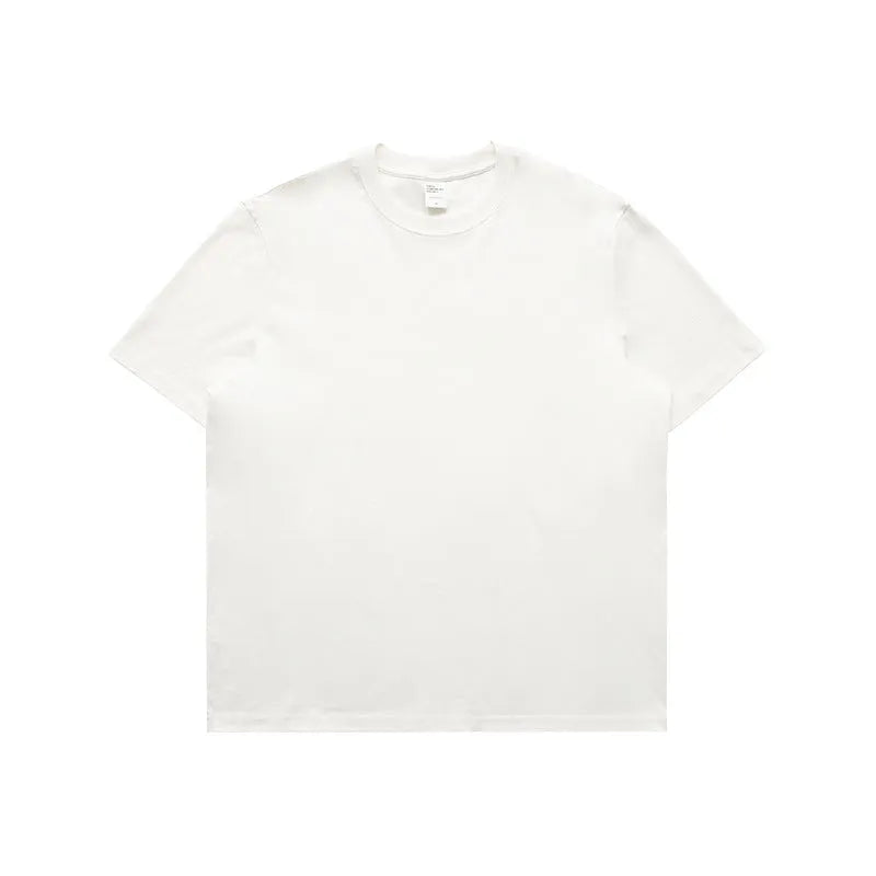 Pure cotton solid colour short-sleeve T-shirt in black, white, grey, or melange grey, sizes S-XL