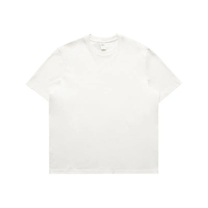 Pure cotton solid colour short-sleeve T-shirt in black, white, grey, or melange grey, sizes S-XL