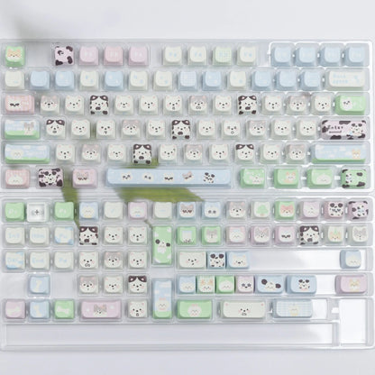 Full set of PBT key caps for mechanical keyboards with colourful cat and puppy designs