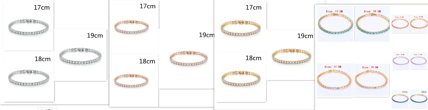 Cubic Zirconia Tennis Bracelet with AAA+ stones and copper box chain in various colours