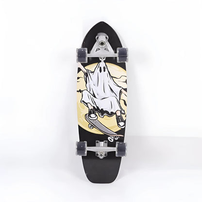 White 31-inch maple street scooter skateboard with kicktail on a plain background.