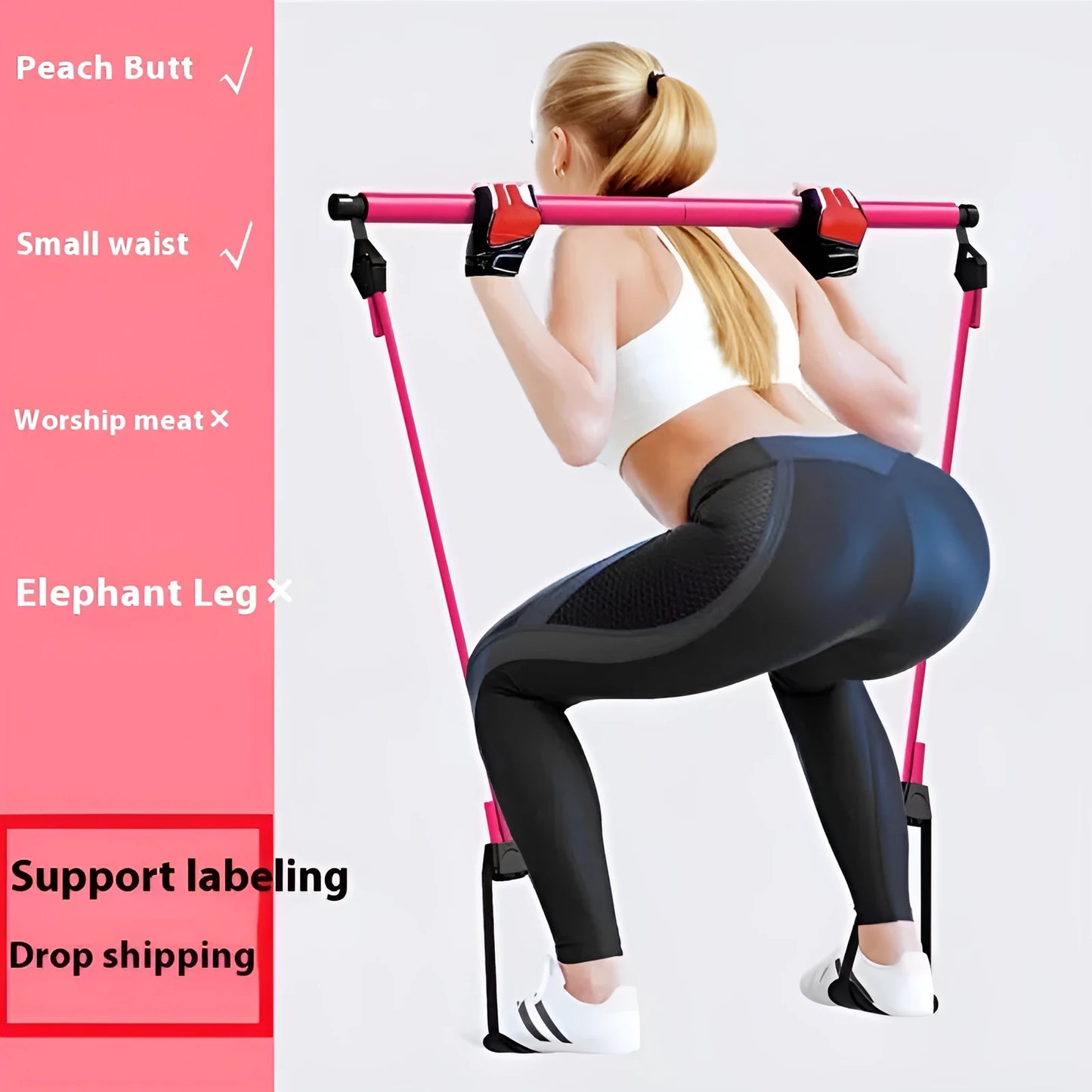Adjustable fitness pulling rope for hip training and body shaping in purple, pink, blue, or black colours.
