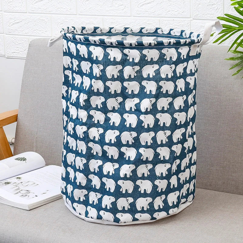 European style cotton linen laundry basket with various designs for home organisation