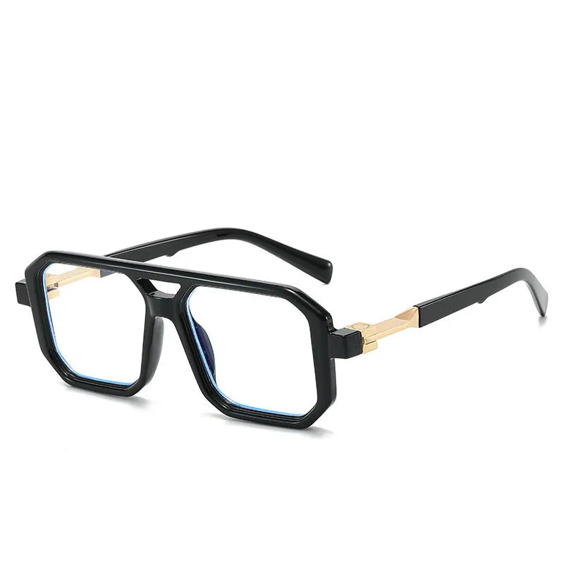 Retro style pilot sunglasses with a double beam metal frame and grey tinted lenses.