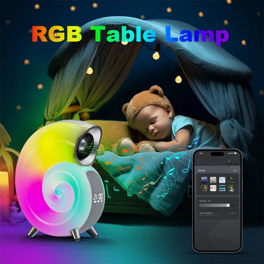 Conch Smart RGB Atmosphere Light Bluetooth Speaker Alarm Clock Wake-Up Lamp White Noise Machine