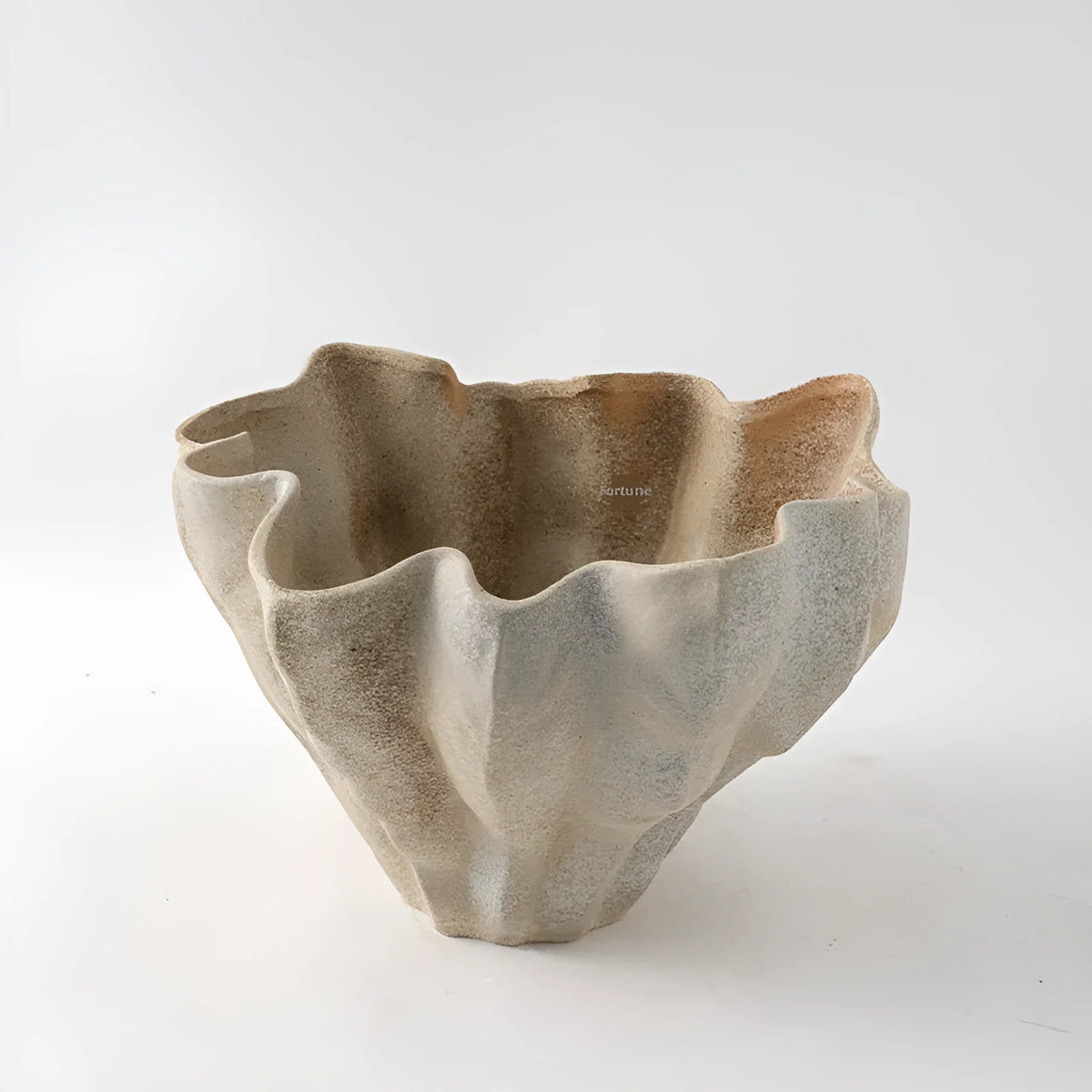 Large white single colour glaze porcelain French style vase, 42cm wide and 27cm high, for desktop decoration