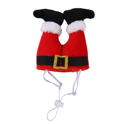 Red polyester Christmas pet hat for small dogs and cats, one size, 20 x 17 x 5cm