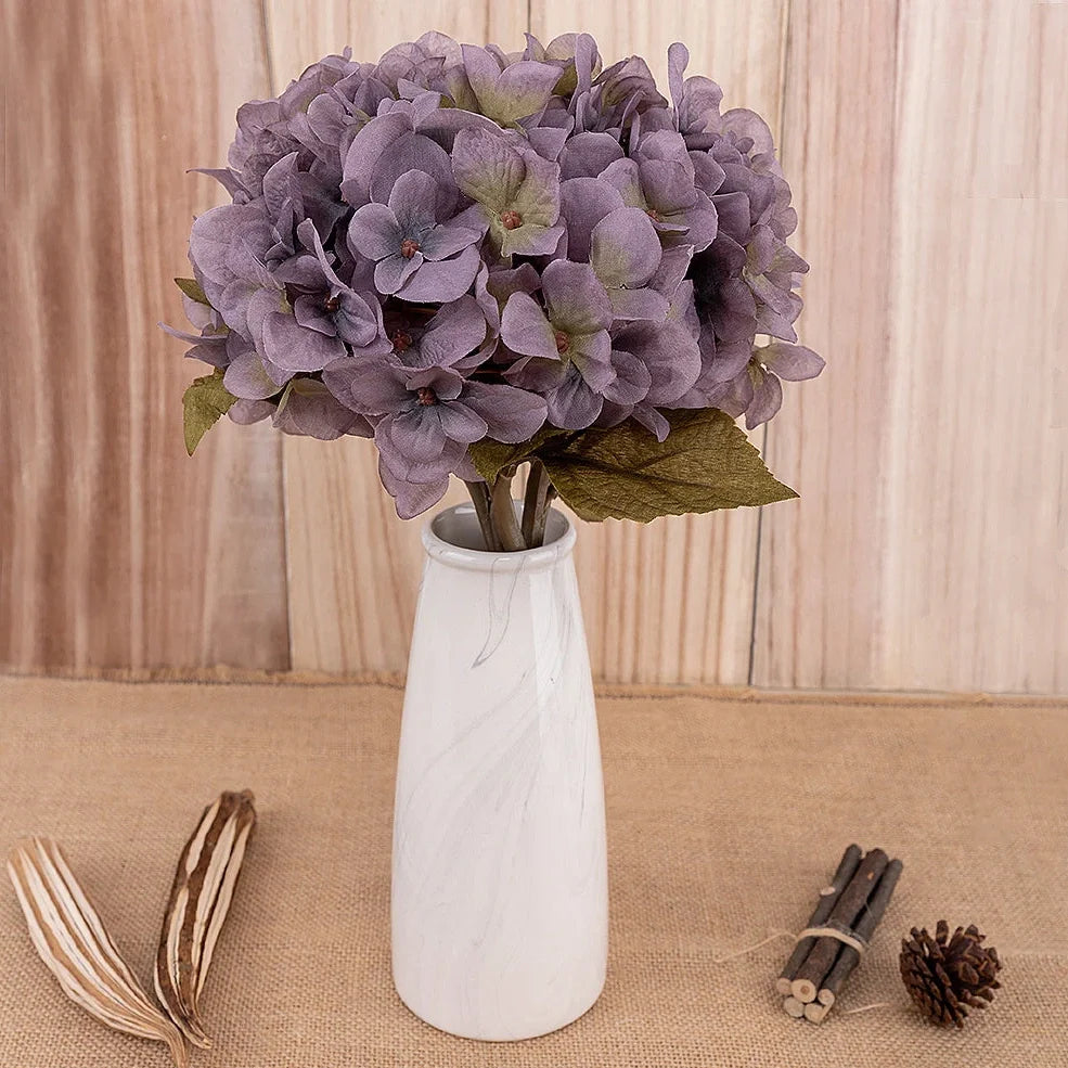 36cm artificial hydrangea branch with 16cm flower heads in coffee brown colour