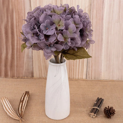 36cm artificial hydrangea branch with 16cm flower heads in coffee brown colour