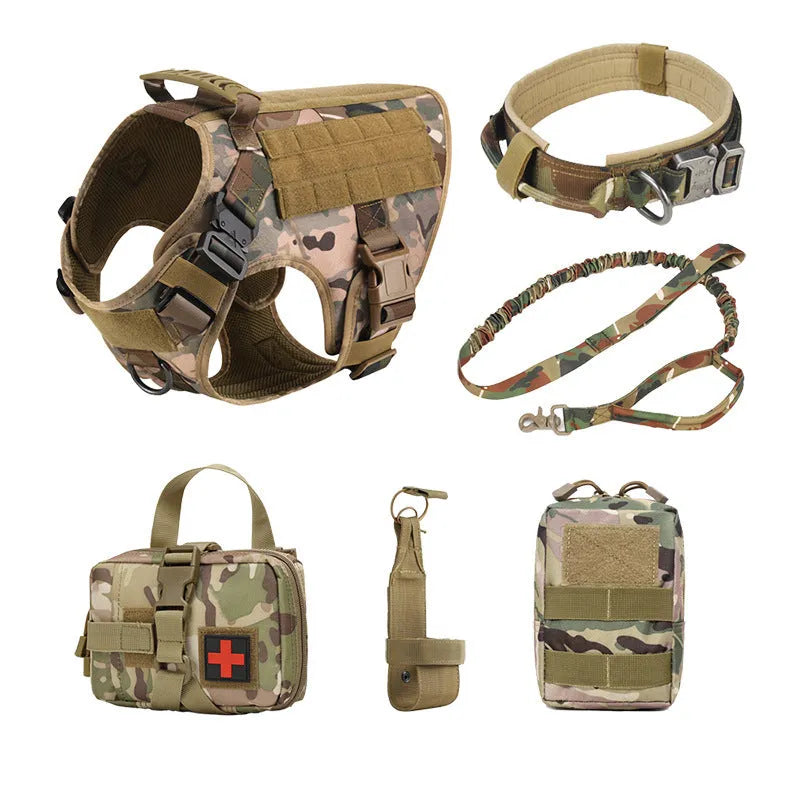 Six-piece dog training vest battle suit set in polyester fabric with adjustable straps