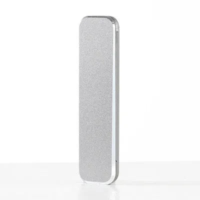 Aluminium folding mobile phone holder with backstick adhesive shown in black colour at 4mm thickness