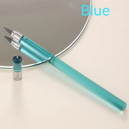 Transparent acrylic eternal pencil with alloy writing tip shown in multiple colour options