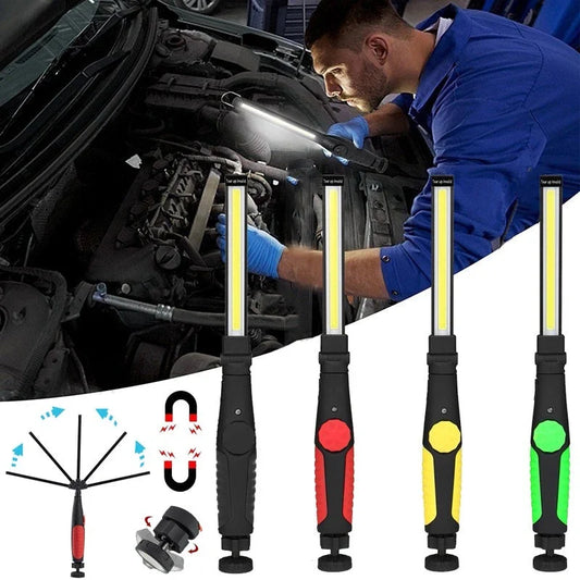 Versatile Magnetic LED Work Light with Portable Lantern, Rechargeable, and Rotating Light Bar for Car Repair, Camping, and DIY Projects