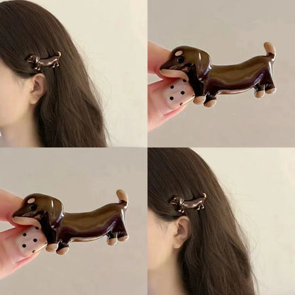 Dachshund dog barrettes hair clips with electroplated finish in cute style