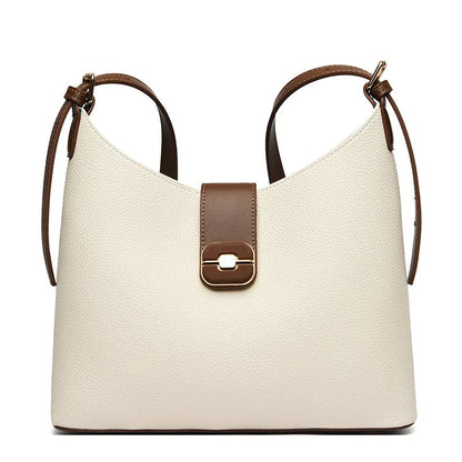 Large-capacity PU leather bucket bag with internal organisation compartments in urban simplicity style
