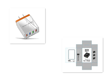 Powerful 4-Port USB Wall Charger with Quick Charge 3.0 for Phones and Tablets