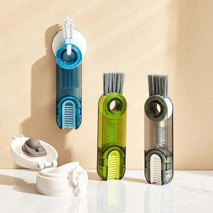 Premium 3-in-1 Cleaning Brush Set with Spiral Brush, Bevel Corner Brush, and Sponge for Cleaning Bottles, Cups, Straws, and More
