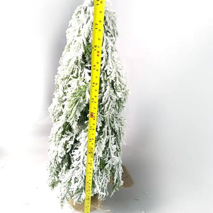 24-inch desktop Christmas tree with PE snow sprayer texture and built-in lights on plastic branches