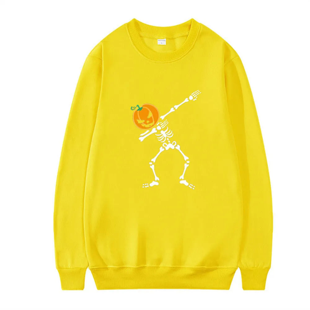 Women's printed crew neck long-sleeve top in cotton-polyester blend fabric for autumn and winter wear