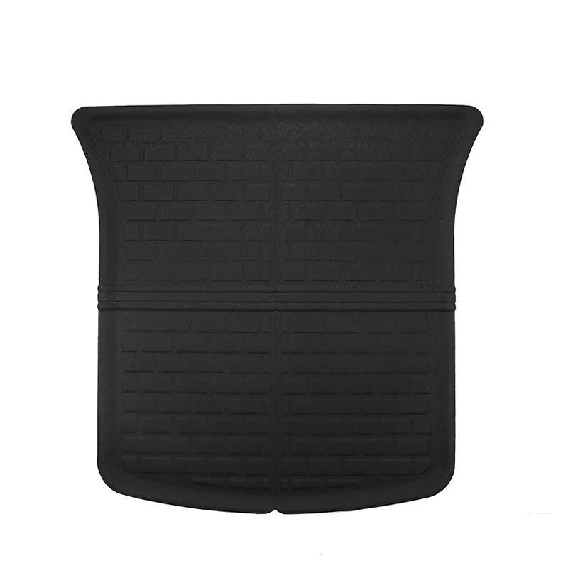 TPR floor mat set for Tesla Model Y showing foot mats, storage box mat, and tailbox mats