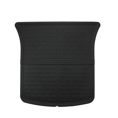 TPR floor mat set for Tesla Model Y showing foot mats, storage box mat, and tailbox mats
