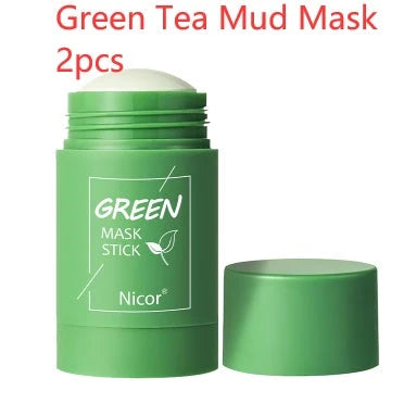 Purifying Green Tea & Eggplant Mud Mask for deep cleansing, oil control, and brightening skin