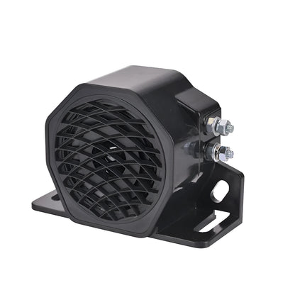 Black GQ-208A reversing horn buzzer for 12-80V vehicle safety alerts.
