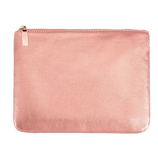 15-piece rose gold makeup brush set with wooden handles and storage bag