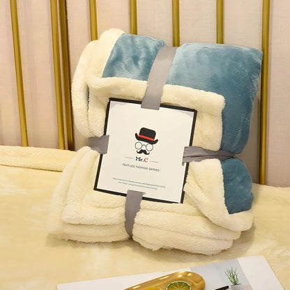 Double-layer flannel blanket showing coffee colour with widened hem detail and dual-surface texture